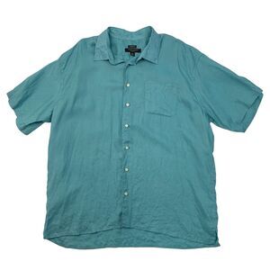 Pronto Uomo Shirt Mens 2X Big Man Sage Classic Fit Linen Button Up Short Sleeve